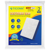 TICONN 2PK Plastic Mattress Bag for Moving Storage, Waterproof Mattress Protector Cover, Heavy-Duty Mattress Moving Supplies (1.5 mil, Queen) TICONN