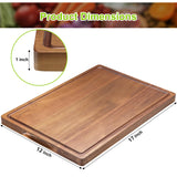 Wood Cutting Board for Kitchen, Large Wooden Thick Chopping Board with Juice Groove and Handles, Pre-Oiled Carving Tray for Meat & Cheese (17 x 12 inch) Lelwoy
