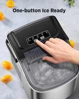 Silonn Ice Makers Countertop, Portable Ice Maker with Self-Cleaning 9 Cubes Ready in 6 Mins 26Lbs/24H 2 Sizes of Bullet Ice, Ice Machine for Home Kitchen and Office Bar Party,Stainless Steel Silonn