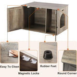 Timberer Cat Litter Box Enclosure, Litter Box Furniture Hidden with Removable Divider, Wooden Cat Washroom Furniture, Indoor Cat House, Greige Timberer