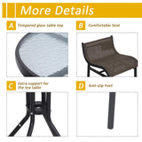 Outsunny 3 Piece Bar Height Outdoor Bistro Set for 2, Round Patio Pub Table 2 Bar Chairs with Comfortable Design & Strong Build, Tan Outsunny