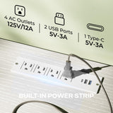 Huuger TV Stand Dresser with Power Outlets and LED Lights, 4 Drawers Entertainment Center with Shelves, 54 Inch Media Console for 55 60 Inch TV, 4 AC Outlets, 2 USBs, Dresser with PU Finish, White Huuger