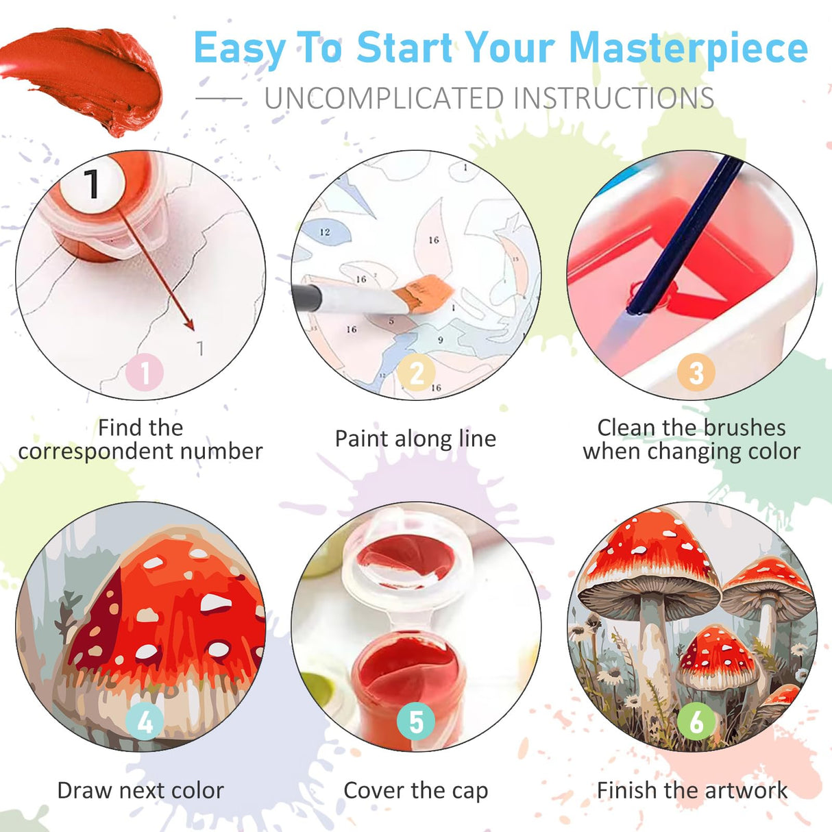 Paint by Numbers Kit for Adults Rolled Canvas - 16x20 Inch Mushroom Adult Paint by Number Kits on Canvas for Beginners, DIY Mushroom Acrylic Oil Number Painting Kits with Gift Box for Decor Gift Offito