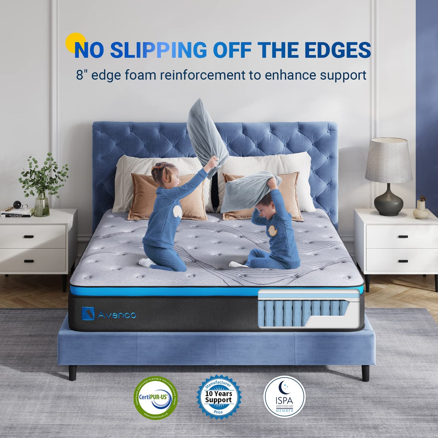 Avenco California King Mattress, 12 Inch Cal King Hybrid Mattress in a Box, Medium Firm Pocket Spring and Gel Memory Foam Mattress, Edge Support, CertiPUR-US Certified Avenco