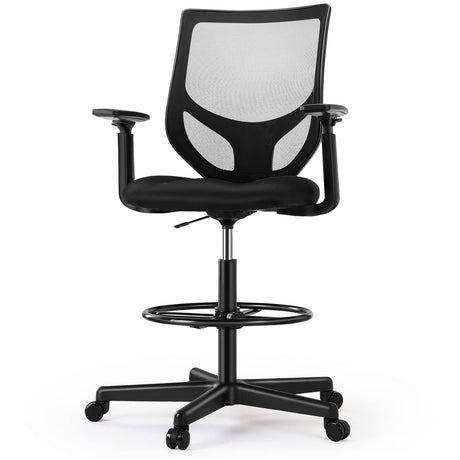 Drafting Chair - Tall Standing Office Desk Chair with Adjustable Foot Ring, Chair with Ergonomic Lumbar Support, Adjustable Height, Breathable Mesh OLIXIS