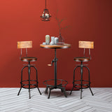 BOKKOLIK Vintage Height Adjustable Industrial Bar Table with Wooden Top - 33.47-39.37 Inch Swivel Design BOKKOLIK