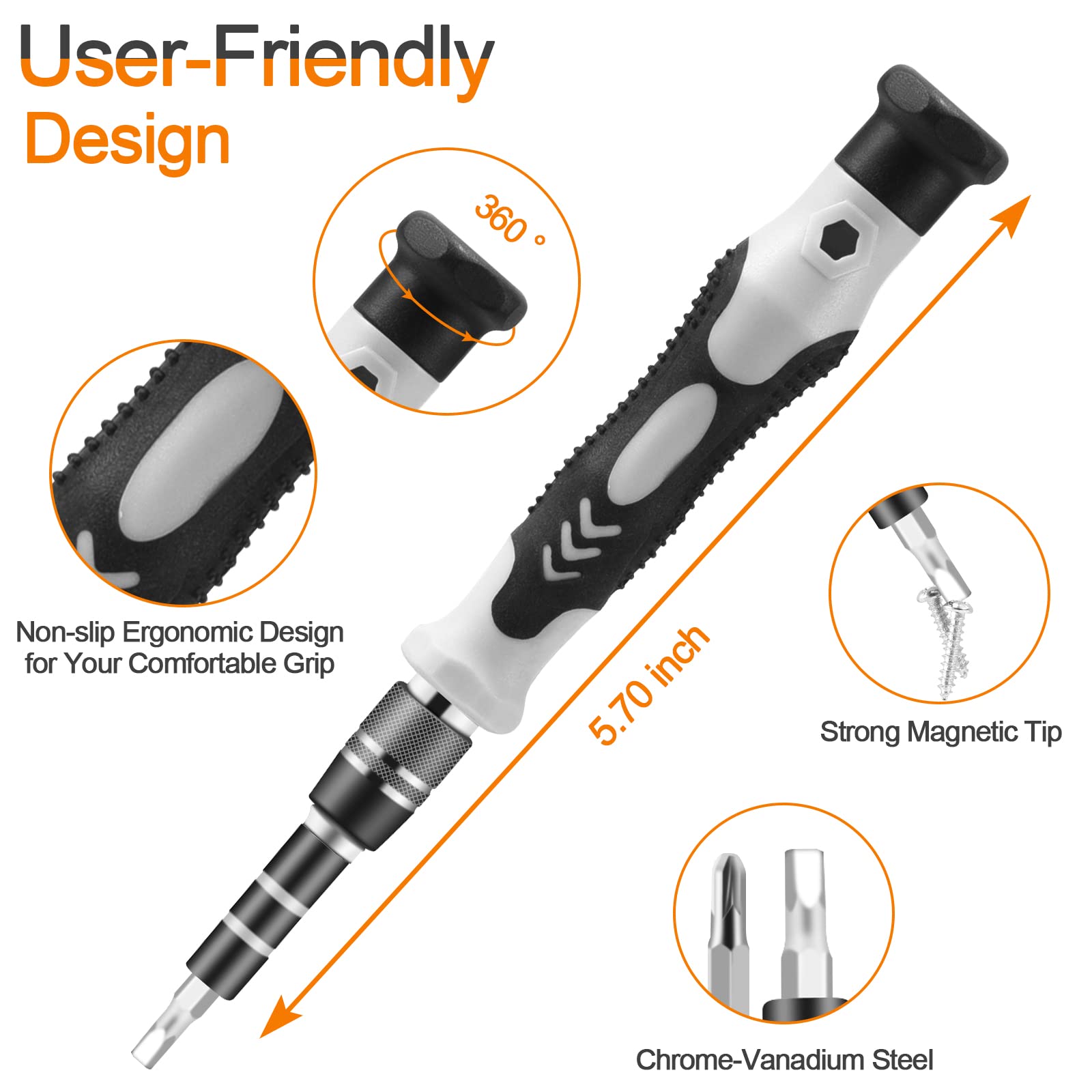 NECAMOCU Precision Screwdriver Set, Professional Grade 115 in 1 Magnetic Repair Tool Kit for Electronics, Computer, iPhone, Laptop, Game Console, Watch, Eyeglasses, Modding, and DIY Projects - WoodArtSupply