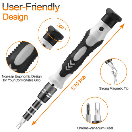 NECAMOCU Precision Screwdriver Set, Professional Grade 115 in 1 Magnetic Repair Tool Kit for Electronics, Computer, iPhone, Laptop, Game Console, Watch, Eyeglasses, Modding, and DIY Projects Necamocu
