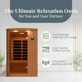 Dynamic Saunas Venice Elite 2 Person Capacity PureTech Ultra Low EMF Infrared Therapy Home Sauna Box with Bluetooth, Roof Vent, and LED Control Panel DYNAMIC SAUNAS