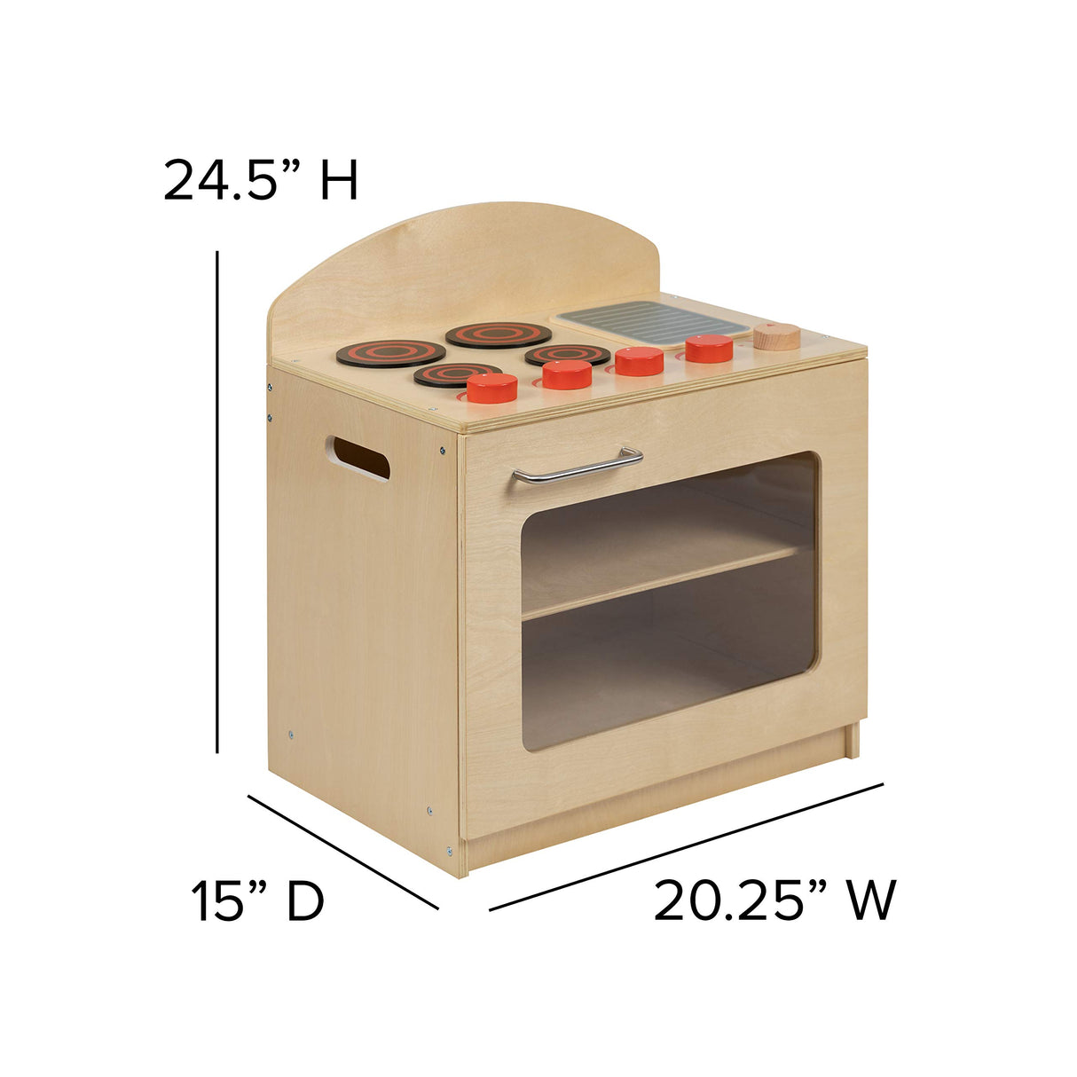 EMMA + OLIVER Children's Wooden Kitchen Stove with Turnable Knobs for Commercial or Home Use EMMA + OLIVER