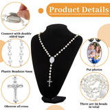 Sublimation Blanks Rosary Beads Necklace Set Catholic Rosary Printable Insert Rosary Necklace Prayer Beads Rosary with Sheer Organza Bags for Baptism Women Men Jewelry Gifts DIY Making (24 Set) Taiyin
