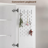 IRONCK 71" Kitchen Pantry Storage Cabinet with Storage Rack, Pegboard Doors, 4 Adjustable Shelves, Food Pantry Cabinet, Freestanding Tall Cupboard for Dining Room, Kitchen, White IRONCK