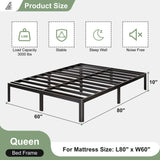 Lutown-Teen 10 Inch Queen Bed Frame with Rounded Corner Legs, 2000 LBS Heavy Duty Metal Queen Platform Bed Frame with Steel Slats Support, No Box Spring Needed, Noise Free, Easy Assembly Lutown-Teen