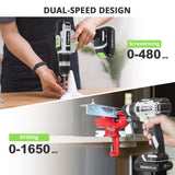 Faboka 21V Cordless Drill Set, Power Drills Kit with 2.0Ah Battery and Charger, Electric Driver/Drill Bits, Max Torque 40Nm, 3/8-Inch Keyless Chuck, Variable Speed, with LED Light FABOKA