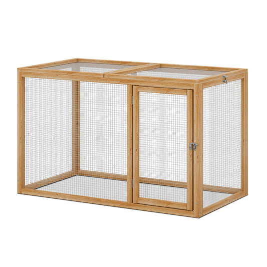 Magshion Outdoor Chicken Coop Wooden Chicken House Rabbit Pet Hutch Poultry Duck Cage Bunny Rabbit Hutch Playpen House for Small Animals with Front and Topside Door, 45" Natural - WoodArtSupply