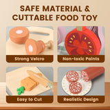 Pithfor Play Knife Set, Play Kitchen Accessories, Wooden Pretend Play Food Set Toys for Kids Toddlers, Gifts for 2 3 4 Years Old Girls Boys Pithfor