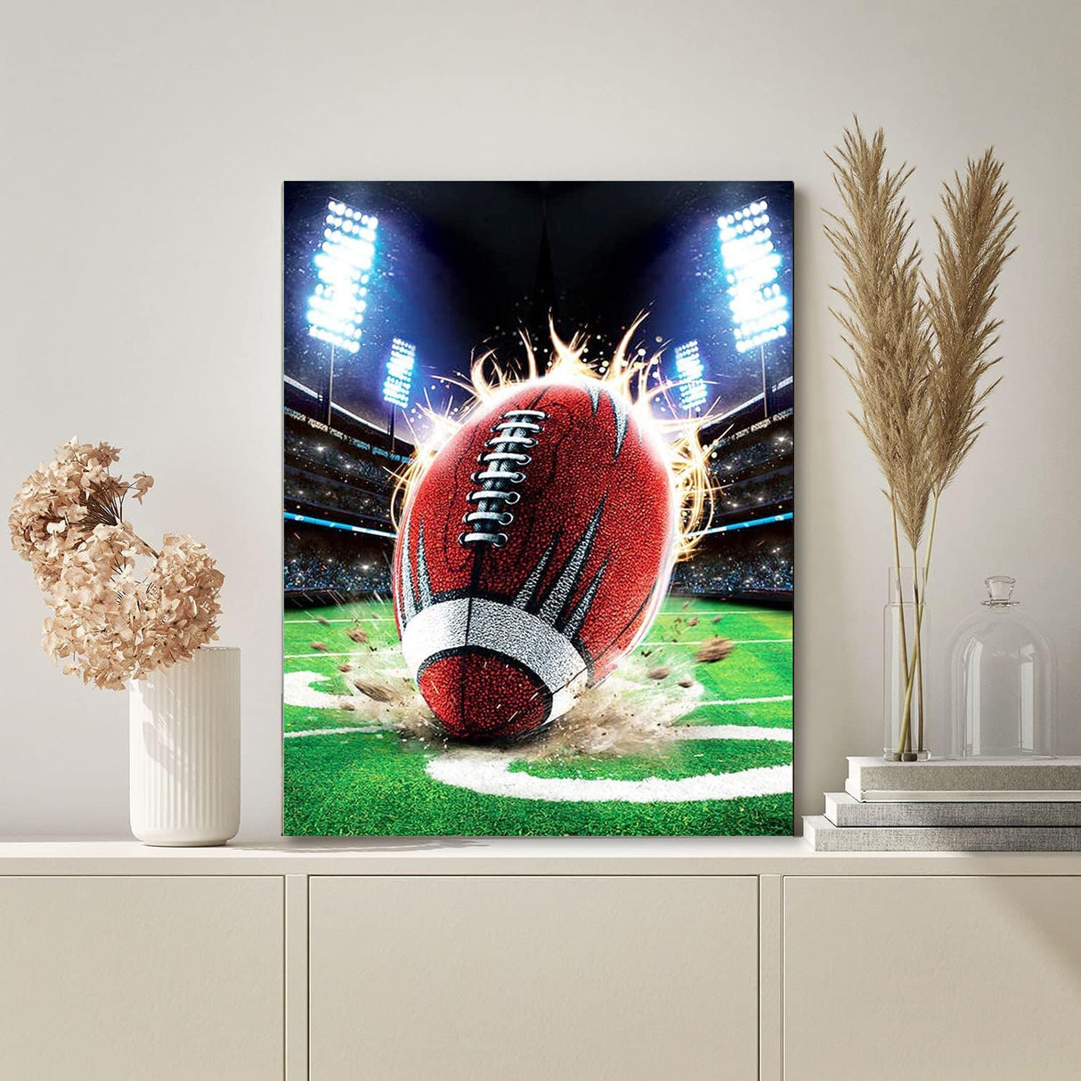 DIYPAINTING DIY 5D Diamond Painting by Number Kits for Adults and Kids Football 16X20 Painting Cross Stitch Full Drill Crystal Rhinestone Embroidery Pictures Arts Craft for Home Wall Decor Gift DIYPAINTING