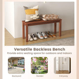 HAPPYGRILL Outdoor Backless Bench, Patio Dining Bench with Breathable Slatted Seat, 2-Seater Rustic Wood Bench for Entryway, Garden, Backyard, Deck, Natural HAPPYGRILL