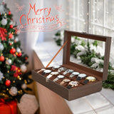 Ohuhu Watch Cases for Men, 12-Slot Watch Box Wood Grain PU Leather - Watch Case Holder Real Glass Lid Jewelry Storage Soft Velvet Watch Organizer Box for Men and Women Fathers Day Ohuhu