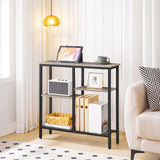 HOOBRO Console Table, Narrow Side Table, Sofa Table, 4-Tier Industrial Hallway Table with Metal Mesh Shelf and Adjustable Feet, for Entryway, Living Room, Hallway, Greige and Black BG79XG01 HOOBRO