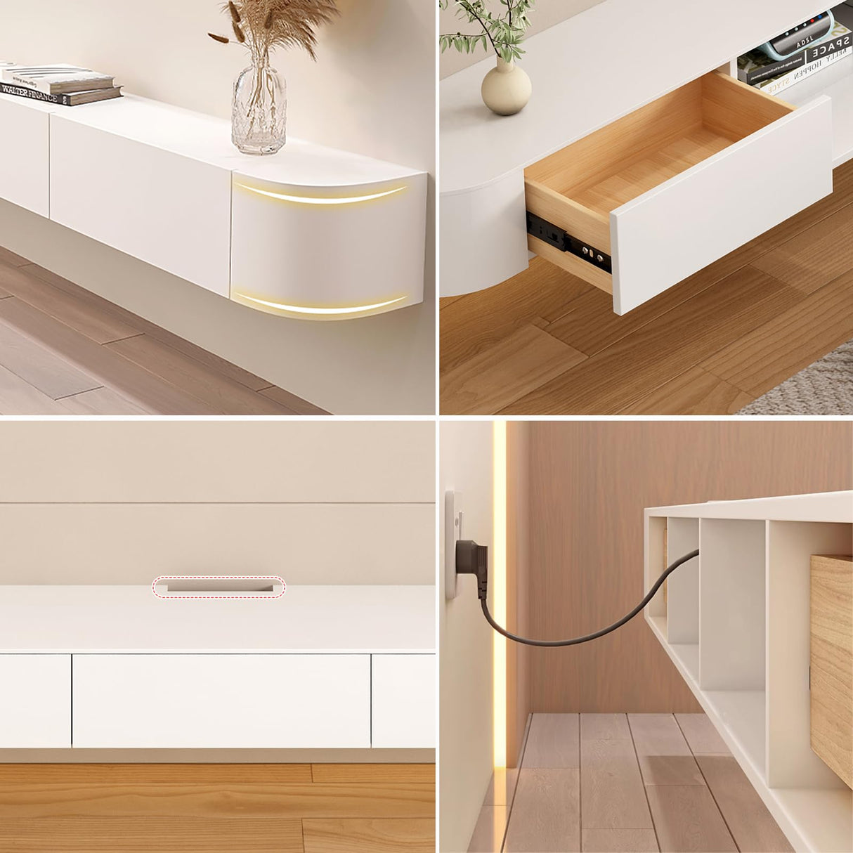 FGNIXLN Floating TV Stand,70.9 Inch Wall Mounted TV Shelf,Modern Entertainment Center Media Console with Storage for Bedroom,Living Room (Black) FGNIXLN