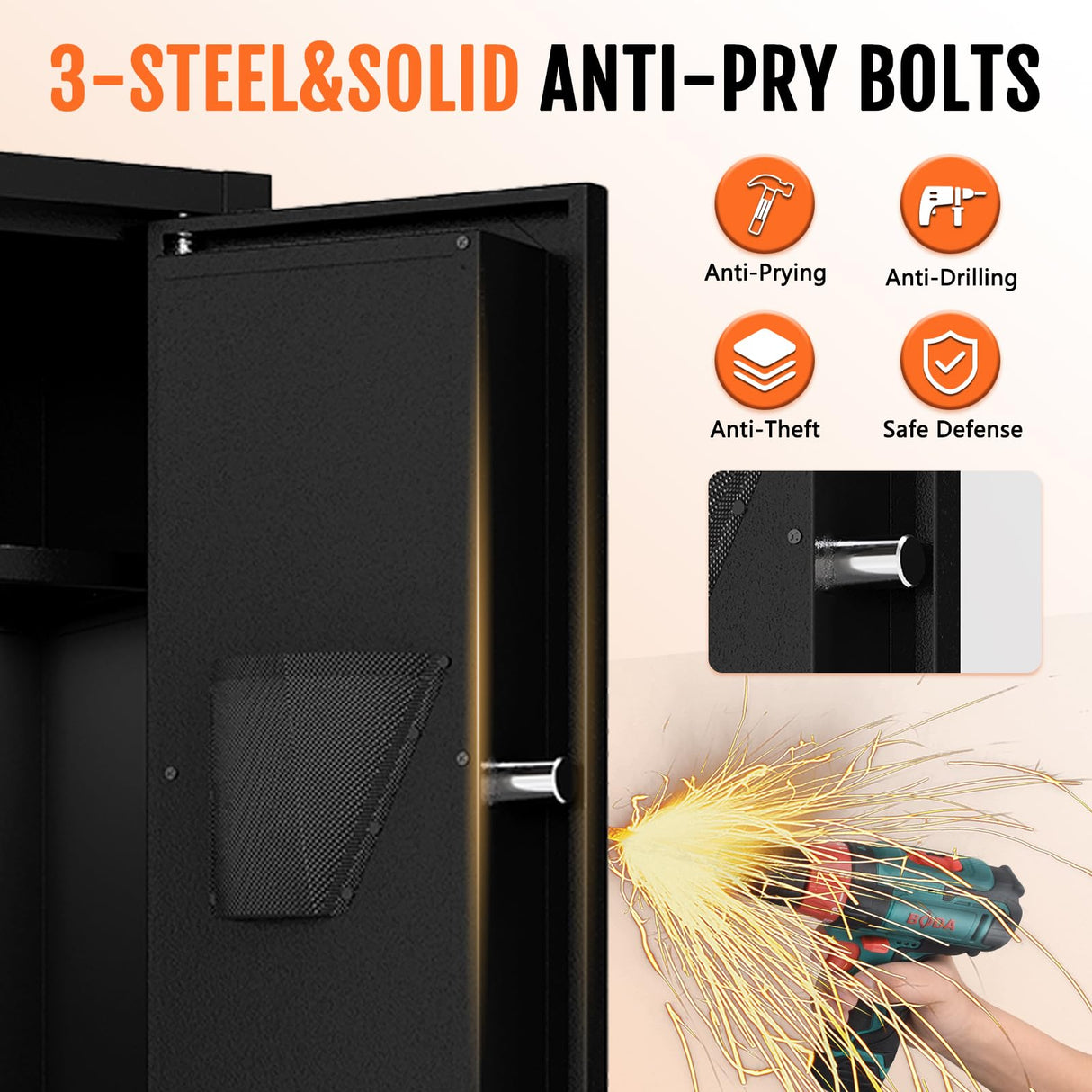 Xyvaly 2-3 Gun Safe for Rifles and Pistols, Quick Access Gun Safes, Rifle Safes for Home, Gun Safe with Removable Shelves, Mute&Alarm Mode, Assembled Xyvaly