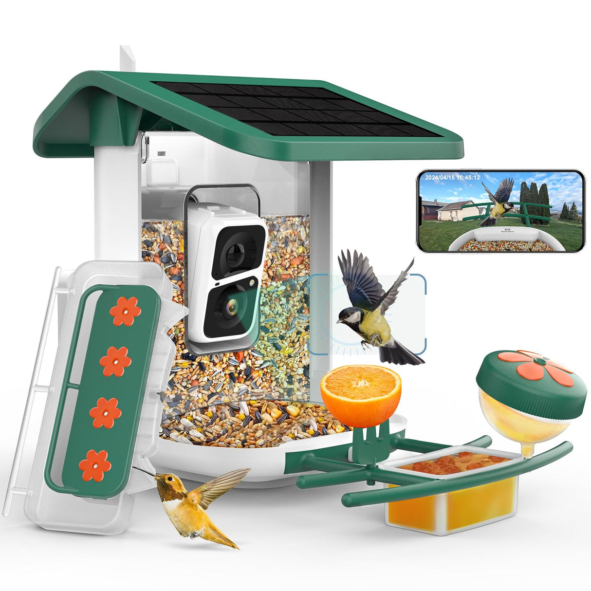 WOSPORTS Bird Feeder with Camera Solar Powered,Wireless Smart Bird Watching Camera,AI Identify 10000+ Bird Species,1080P HD Camera Auto Capture Videos,Instant Notifications,Ideal Gift for Bird Lover WOSPORTS