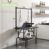 VFK 36''/47''Large Dog Grooming Table, Foldable Pet Station at Home, Dog Grooming Table,Adjustable Cat Drying Desktop with Arms, Nooses, Mesh Tray (Basic pet Table, 36" Black) VFK