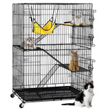 Yaheetech 49'' Collapsible Cat Cage 4-Tier Metal Cat Kennel Ferret Enclosure Chinchilla Cage with Rotating Casters/Ramp/Ladders/Hammock for Indoor Kitten Yaheetech