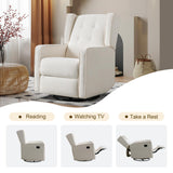 CANMOV Swivel Rocker Recliner Chair, Rocking Chair Nursery Glider Recliner, Manual Glider Chair for Nursery, White CANMOV
