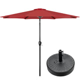 Simple Deluxe 9FT Outdoor Patio Umbrella Table Market Umbrella with Push Button Tilt and Crank and 50lbs Base Stand, for Garden, Lawn, Deck, Backyard, Pool, Red Simple Deluxe