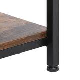 SUPER DEAL 2-Tier Industrial Coffee Table with Storage Shelf for Small Apartment Living Room, Rectangle Wood and Stable Metal TV Stand Side End Table, Rustic Brown SUPER DEAL