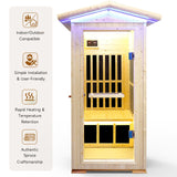 Outdoor Sauna 1 Person for Home Backyard Sauna Outdoor Infrared Sauna 1 Person Dry Sauna for Home Far Infrared Sauna Outdoor Spruce Wood Sauna 1300W Low EMF Single Person Infrared Sauna Room in Home RIGO