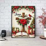 SHICERNHJ Cross Flower 5D Diamond Art Kits for Adults,Religious Christ Diamond Painting Kits for Beginner,DIY Gem Art Full Drill Diamond Painting Art Craft Kits for Home Wall Decor 12 x 16inch SHICERNHJ