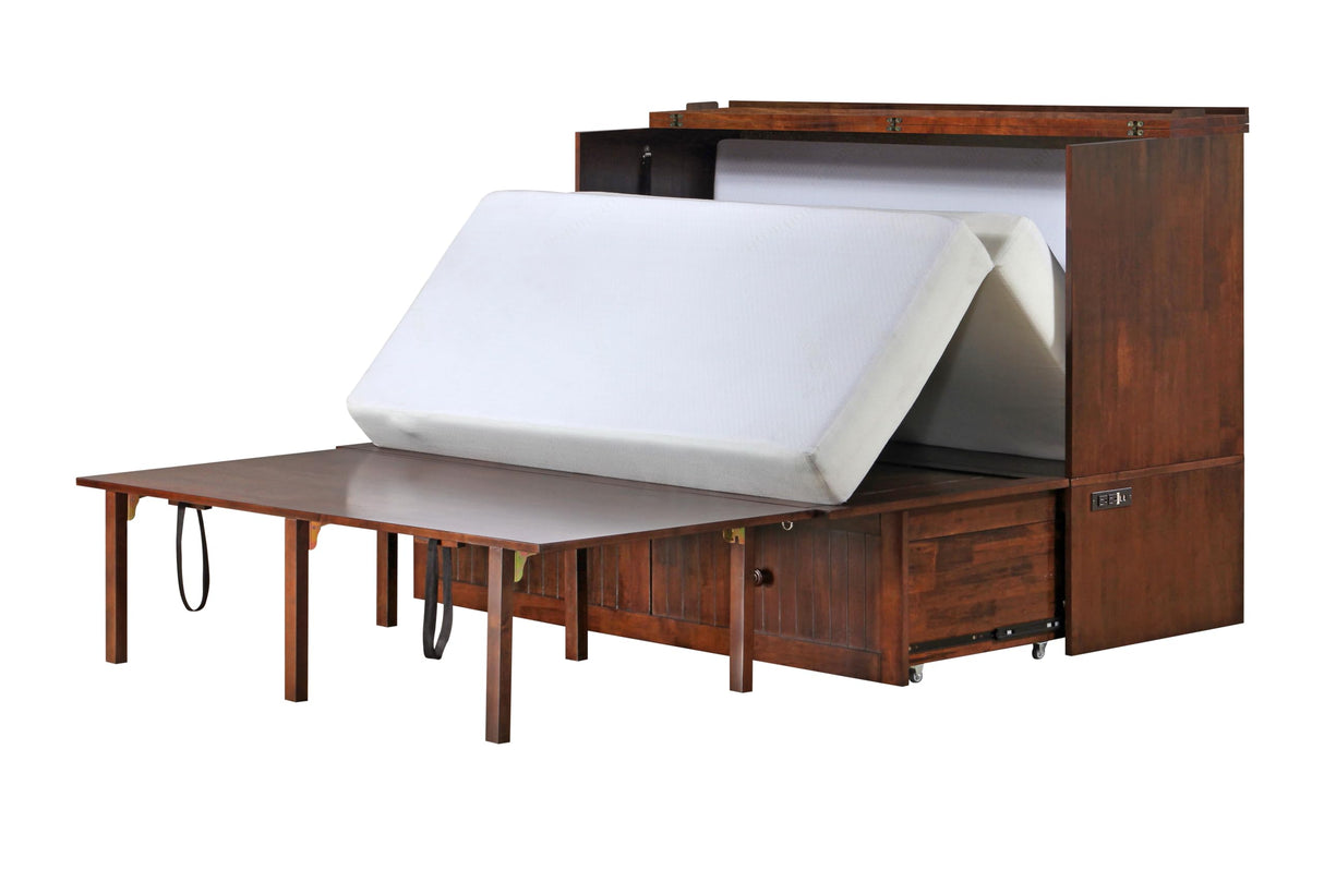 Mega Solutions Murphybedz Tuscany Murphy Cabinet Chest Bed with Charging Station 6 Inch, Queen (Tobacco) Mega Solutions