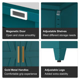 QINPTWUT 71" Large Capacity Metal Wardrobe with 1 Drawers and Adjustable Shelf - Heavy Duty Steel Storage Cabinet for Bedroom, Office,Laundry Room,Bedroom and More (Blue, 71" - 1 Drawer) QINPTWUT