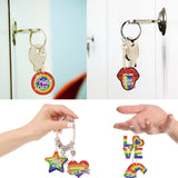 EVECILOO 12 Pieces Rainbow DIY Diamond Key Chain, 5D Diamond Art Ornaments, Pride Month Key Chains, Diamond Art Painting Ornaments with Tray Drill Pen for Gay Pride & LGBTQ Party Gift EVECILOO