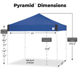 E-Z UP Pyramid Instant Shelter Canopy Pop Up Tent, 10' x 10' with Wide-Trax Roller Bag & 4 Piece Spike Set, Royal Blue E-Z UP