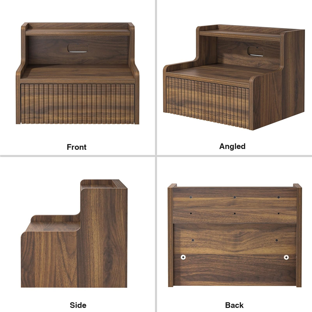 Anmytek Walnut Floating Nightstand Set of 2 with Drawer, Wall Mounted Night Stand, Small Bedside End Table, Modern Wood Floating Bedside Shelf for Bedroom Bathroom Kitchen Anmytek