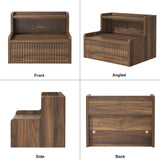 Anmytek Walnut Floating Nightstand Set of 2 with Drawer, Wall Mounted Night Stand, Small Bedside End Table, Modern Wood Floating Bedside Shelf for Bedroom Bathroom Kitchen Anmytek