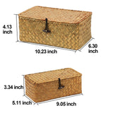 Set of 2 Wicker Basket with Lid, Seagrass Woven Basket for Storage, Decorative Storage Baskets Bins for Organizing Home ORDELITE