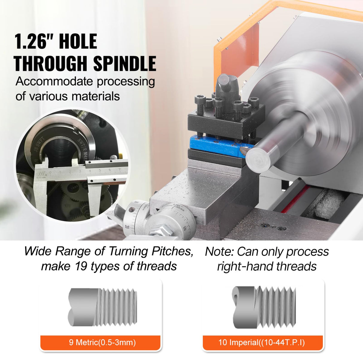 VEVOR 7'' x 16'' Metal Lathe Machine, 800W Precision Benchtop Power Metal Lathe, 150-2500 RPM Continuously Variable Speed, with 3.9'' 3-jaw Metal Chuck Come with Tool Box VEVOR
