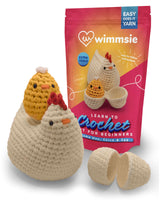 Wimmsie Crochet Animal Kit for Beginners - Easy Beginner Crochet Kit for Kids - Amigurumi Chicken Chick & Egg - 3 Kawaii Stuffed Animals - Cute DIY Yarn Plush Wimmsie