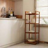 Utoplike Teak Wood 4-Tier Bathroom Shelf Organizer with Handles Utoplike