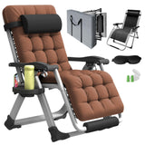YOMIFUN Oversized Zero Gravity Chair, XL lounge Chair 29” Width, Padded Reclining Camping Chair W/Removable Cushion & Adj Headrest, Storage Bag, Footrest Cushion, Cup Holder, For Indoor Outdoor, Brown YOMIFUN