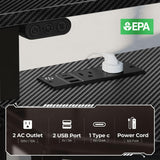 Rolanstar Corner Desk, 44.5" W x 34.5" H Small Carbon Fiber Computer Desk with Power Outlets, LED Lights and Keyboard Tray, Small Office Computer Desk with Monitor Stand for Small Space, Carbon Black Rolanstar