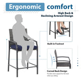 JOIVI 3 Piece Patio Bar Set, Outdoor Wicker Counter Height Bar Stools and Wood Top Table Set for 2 People, Bar Height Table Bistro Set with 2 Bar Chairs and Cushions for Backyard, Balcony JOIVI