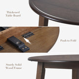 COLAMY 5-Piece Extendable Dining Table Set for 4, 36" Kitchen Round Wood Table with 4 Tufted Dining Room Chairs, Light Brown/Beige COLAMY