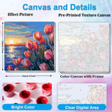 Artunion Framed Paint by Numbers Kit for Adults Beginners & Kids Ages 8-12,Sunset Tulip Flower Paint by Number with Frame,Floral Paint by Numbers Kit on Canvas 10 * 10 Inch Without Easel Artunion
