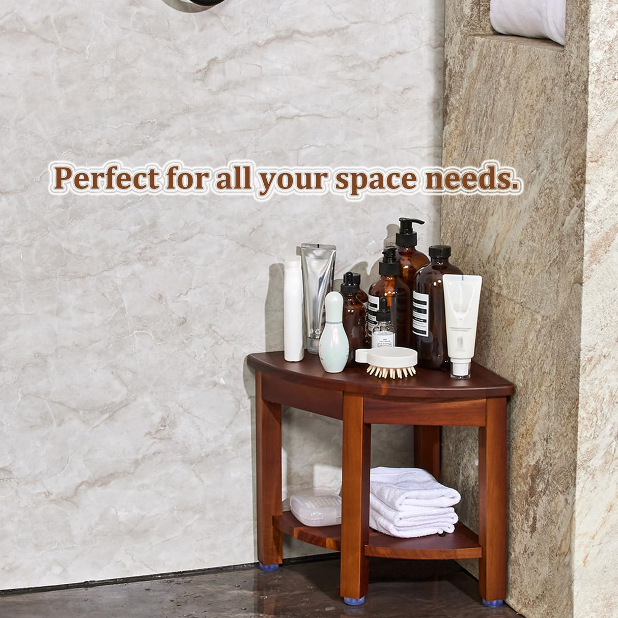 HouseJoy Corner Shower Bench with Shelf, Corner Shower Stool for Shaving Legs, Shower Foot Rest Waterproof Bathroom Bench -Bath Seat, Spa Foot Rest Shaving Stool Corner HouseJoy